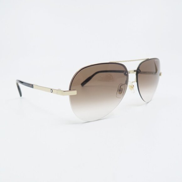 MontBlanc MB0018S 006 62mm Gold & Brown Gradient Aviator New Men's Sunglasses.
